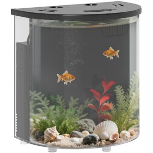 MHSTAR UK LTD PawHut Fish Tank, 3L Nano Aquarium Starter Kit with Filter System, LED Light, Small Fish Tank for Betta, Goldfish, Shrimp, Black