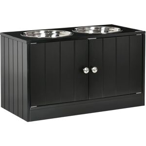 MHSTAR UK LTD PawHut Dog Feeding Station Raised Pet Feeder W/ Water Bowls, Black