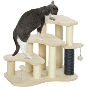 MHSTAR UK LTD PawHut 50cm Cat Tree for Indoor Cats, 2 in 1 Cat Tower 3 Steps Dog Pet Stairs Cat Climber Ladder for Bed, Sofa, Couch, with Scratching Posts, Tickling