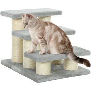 MHSTAR UK LTD PawHut Pet Stairs 3-step Pet Ladder Cat dog Stairs Climb Ladder Cat Tree, Grey