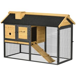 MHSTAR UK LTD PawHut Rabbit Hutch Outdoor Bunny Cage w/ Run, Removable Tray, 120 x 55.5 x 80cm