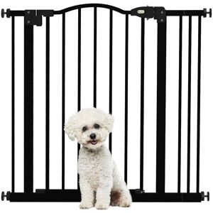 MHSTAR UK LTD PawHut Dog Gate Pressure Fit Pet Tall Stairs Gate Safety Barrier Auto Close, 78cm Extra Tall, 74-87cm Wide, with Double Locking, Black