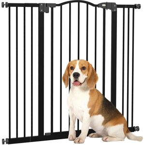 MHSTAR UK LTD PawHut Metal Stair Gate Indoors, Auto Retractable Pet Safety Gate Dog Gate for Doorways, Corridors and Stairs, Black, 100cm