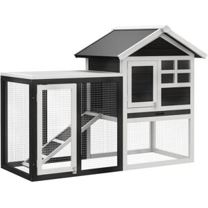MHSTAR UK LTD PawHut 122cm Wooden Rabbit Hutch Bunny Cage Pet House with Tray Ladder Run