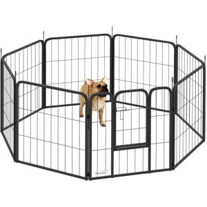 MHSTAR UK LTD PawHut Dog Pen, 8 Panels Puppy Pen, Heavy Duty Dog Playpen, Portable Detachable Dog Exercise Pen Animal Enclosure for Small Dogs, 60cm High, Black