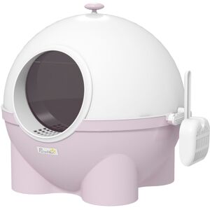 MHSTAR UK LTD PawHut Large Hooded Cat Litter Box – Pink