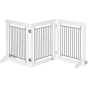 MHSTAR UK LTD PawHut Foldable Dog Gate Freestanding Wooden Pet Barrier w/ 3 Panels