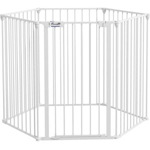 MHSTAR UK LTD PawHut 2 in 1 Multifunctional Dog Pen, Safety Pet Gate, Six-Panel Dog Playpen with Double-Locking Door, Foldable Dog Barrier for Medium Dogs, 90Hcm -
