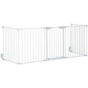 MHSTAR UK LTD PawHut Pet Gate 5-Panel Dog Playpen for Indoor Stair Barrier - White