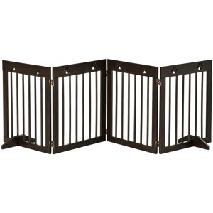 MHSTAR UK LTD PawHut Pet Gate 4 Panel Wooden Dog Barrier Folding Fence w/ Support Feet