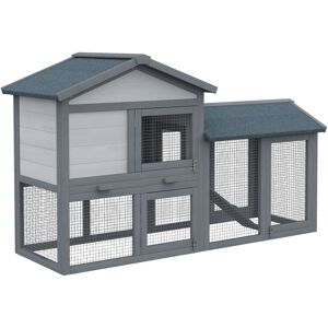 MHSTAR UK LTD Pawhut 2-Tier Wooden Rabbit Bunny Guinea Pig Hutch Small Pet House Ramp Outdoor