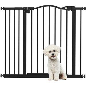 MHSTAR UK LTD PawHut Dog Gate Pressure Fit Pet Tall Stairs Gate Safety Barrier Auto Close, 78cm Extra Tall, 74-94cm Wide, with Double Locking, Black