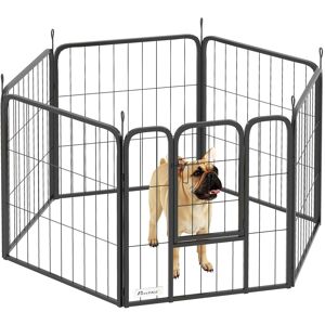 MHSTAR UK LTD PawHut Dog Pen, 6 Panels Puppy Pen, Heavy Duty Dog Playpen, Portable Detachable Dog Exercise Pen Animal Enclosure for Small Dogs, 60cm High, Black