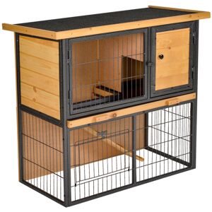 MHSTAR UK LTD PawHut Wood-metal Rabbit Hutch Elevated Pet House Outdoor 89.5 x 45 x 81cm