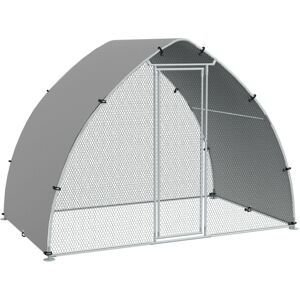 MHSTAR UK LTD PawHut Walk In Chicken Run, Galvanised Chicken Coop Outdoor with Cover, Poultry Cage, for 4-6 Chickens, Hens, Ducks, Rabbits, 3 x 1.9 x 2.2m - Silver