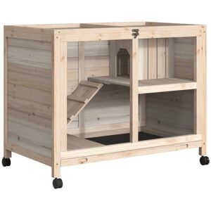 MHSTAR UK LTD PawHut Wood Rabbit Hutch Bunny Cage Pet House Indoor W/ Tray Ramp, Natural