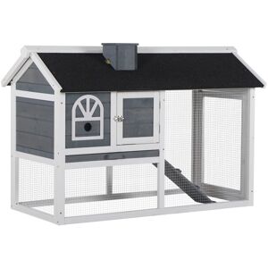 MHSTAR UK LTD PawHut Rabbit Hutch Wood Bunny Cage for Outdoor Indoor w/ Pull Out Tray Ramp