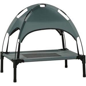 MHSTAR UK LTD PawHut 61cm Elevated Dog Bed Cooling Raised Pet Cot UV Protection Canopy Grey