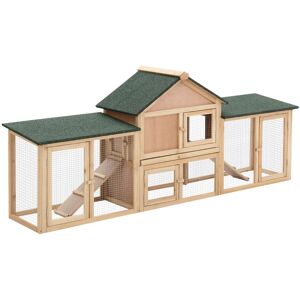 MHSTAR UK LTD PawHut Rabbit Hutch Bunny Cage Guinea Pig House w/ Tray Ladder Outdoor Run