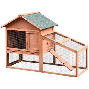 MHSTAR UK LTD Pawhut Wood Rabbit,Bunny,Guinea Pig Hutch Water-Resistant w/ Ramp Outdoor Use