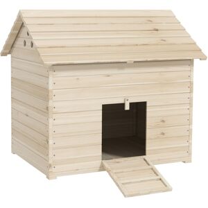 MHSTAR UK LTD PawHut Wooden Duck House Poultry Coop for 2-4 Ducks with Openable Roof Raised Feet Air Holes Natural