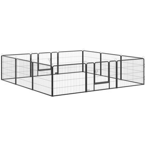 MHSTAR UK LTD PawHut 12-Panel Pet Playpen, Heavy-Duty Dog Cage w/ Lockable doors, 80 x 60cm