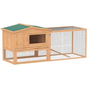 MHSTAR UK LTD PawHut Wooden Rabbit Hutch Enclosure Run House 2 Tier Large Coop Run Pet