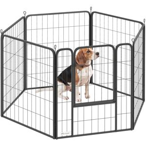 MHSTAR UK LTD PawHut Dog Pen, 6 Panels Puppy Pen, Heavy Duty Dog Playpen, Portable Detachable Dog Exercise Pen Animal Enclosure for Medium Dogs, 80cm High, Black