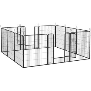 MHSTAR UK LTD PawHut 80 x 100cm Heavy Duty Puppy Play Pen, 12 Panels Pet Exercise Pen for Indoors, Outdoors, Pet Playpen for Small, Medium Dogs