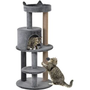 MHSTAR UK LTD PawHut 3-Tier Deluxe Cat Activity Tree Scratching Posts Perch House Kitten Grey