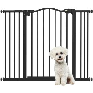 MHSTAR UK LTD PawHut Dog Gate Pressure Fit Pet Tall Stairs Gate Safety Barrier Auto Close, 78cm Extra Tall, 74-100cm Wide, with Double Locking, Black