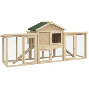 MHSTAR UK LTD PawHut Large Chicken Coop with Run Backyard Hen House Poultry Coops Cages with Nesting Box Wooden 204 x 85 x 93cm