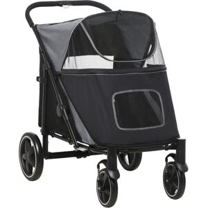 MHSTAR UK LTD PawHut Pet Stroller 4 Wheel Dog Stroller Travel Carrier Adjustable Canopy for Medium and Large Dogs Black