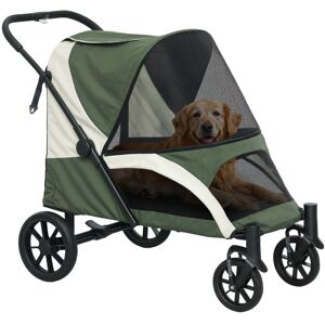 MHSTAR UK LTD PawHut Dog Stroller, Easy Folding Pet Stroller for Large Dogs, Dog Pram Pet Pushchair with 4 Big Wheels, Shock Absorb Frame, Safety Leashes, Brakes, D