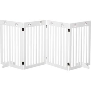 MHSTAR UK LTD PawHut Pet Gate Foldable Fence Freestanding Dog Barrier w/ Support Feet White