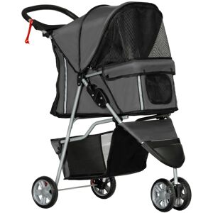 MHSTAR UK LTD PawHut Pet Travel Stroller Cat Dog Pushchair Trolley Puppy Jogger Carrier 3 Wheels for Small Miniature Dogs(Charcoal Grey)
