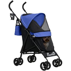 MHSTAR UK LTD PawHut Pet Stroller for Miniature Dogs, Foldable Dog Stroller Lightweight & Portable with Shoulder Strap, 4 Wheels Umbrella Structure Dog Pram with St