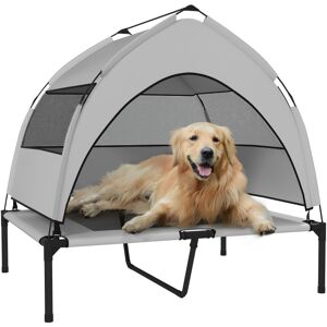 MHSTAR UK LTD PawHut Elevated Dog Bed with Removable Canopy, Portable Cooling Raised Pet Cot with Breathable Mesh, Storage Bag, for Indoor Outdoor Use, for Medium L