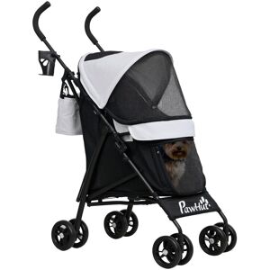 MHSTAR UK LTD PawHut Pet Stroller for Miniature Dogs, Foldable Dog Stroller Lightweight & Portable with Shoulder Strap, 4 Wheels Umbrella Structure Dog Pram with St