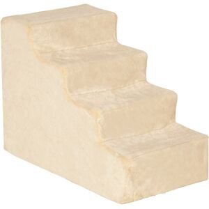 MHSTAR UK LTD PawHut Portable Dog Stairs with Washable Plush Cover, for High Bed Sofa - Beige