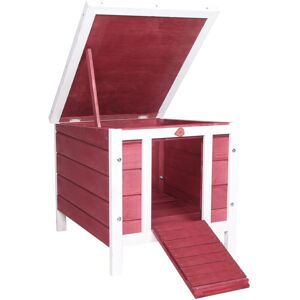 MHSTAR UK LTD PawHut Wooden Rabbit Hutch Outdoor, Guinea Pig Hutch, Rabbit Hideaway, Cat House, Bunny Cage Small Animal House 51 x 42 x 43 cm, Red