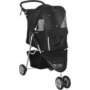 MHSTAR UK LTD PawHut Pet Travel Stroller Cat Dog Pushchair Puppy Carrier Three Wheels, Black