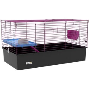 MHSTAR UK LTD PawHut Guinea Pig Cage Chinchillas Rabbit Small Animal Cage with Ramp, Dish, Water Bottle, 99 x 52 x 53cm, Black