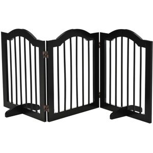 MHSTAR UK LTD PawHut Freestanding Pet Gate Safety Barrier 3 Pannel w/ Support Feet Black