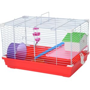 MHSTAR UK LTD PawHut Hamster Cage Pet Animal Travel Cage Box Double Layers w/ Accessories