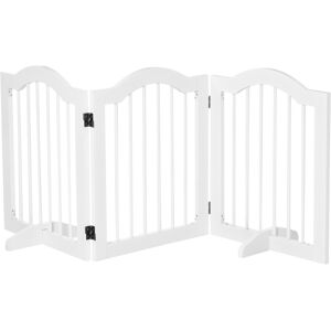 MHSTAR UK LTD PawHut Freestanding Pet Gate Safety Barrier 3 Pannel w/ Support Feet White