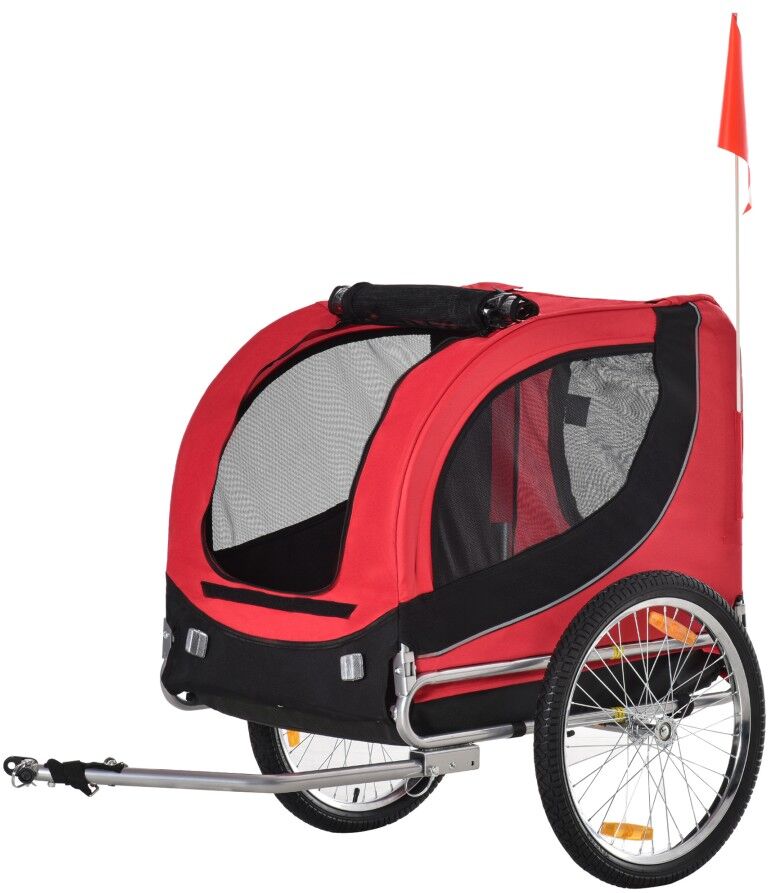 MHSTAR UK LTD PawHut Dog Bike Trailer Pet Cart Bike Carrier Travel with Hitch Coupler Red