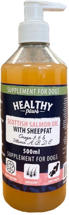 Real Pet Store Healthy Paws Dog Supplements Scottish Salmon Oil with Sheepfat 500ml