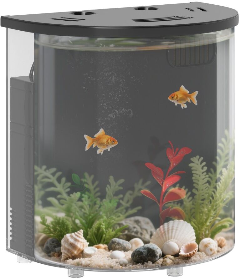 MHSTAR UK LTD PawHut Fish Tank, 3L Nano Aquarium Starter Kit with Filter System, LED Light, Small Fish Tank for Betta, Goldfish, Shrimp, Black