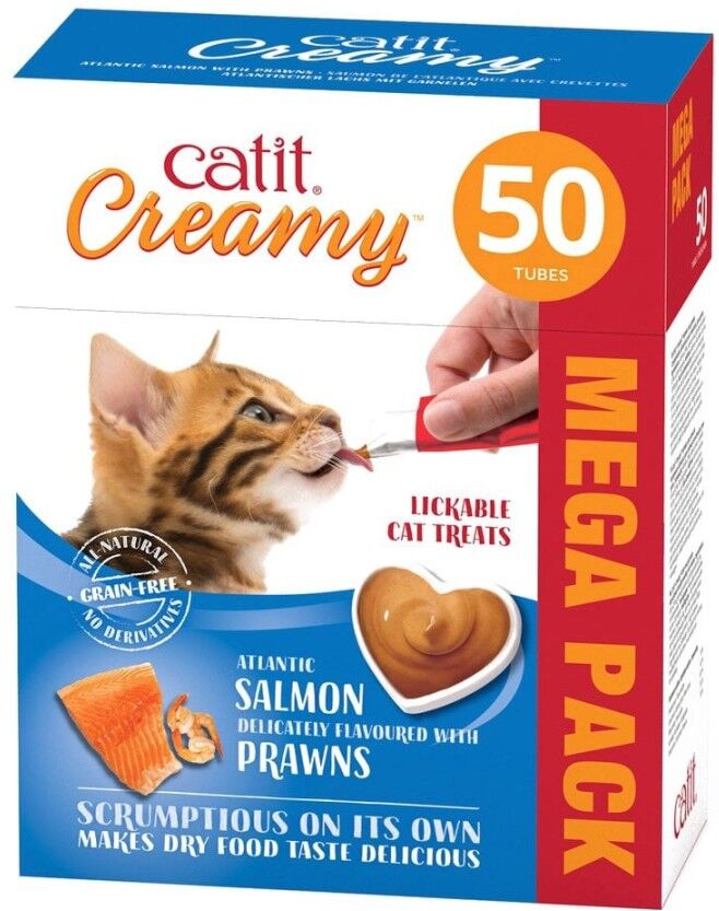 Real Pet Store Catit Creamy All Natural Cat Treats Salmon & Prawn - Mega Pk (50x10g)